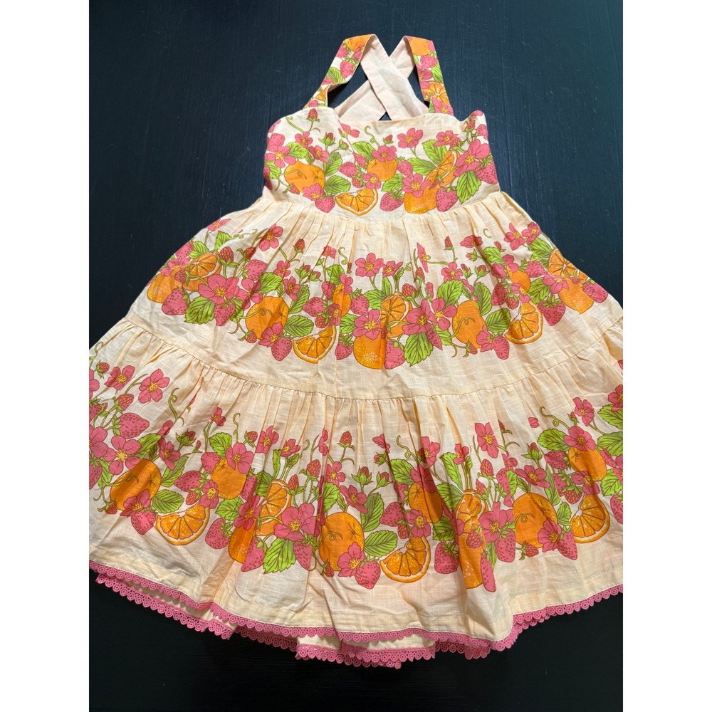 C&C California Girls Orange Strawberry Floral Tiered Halter Dress Size 10